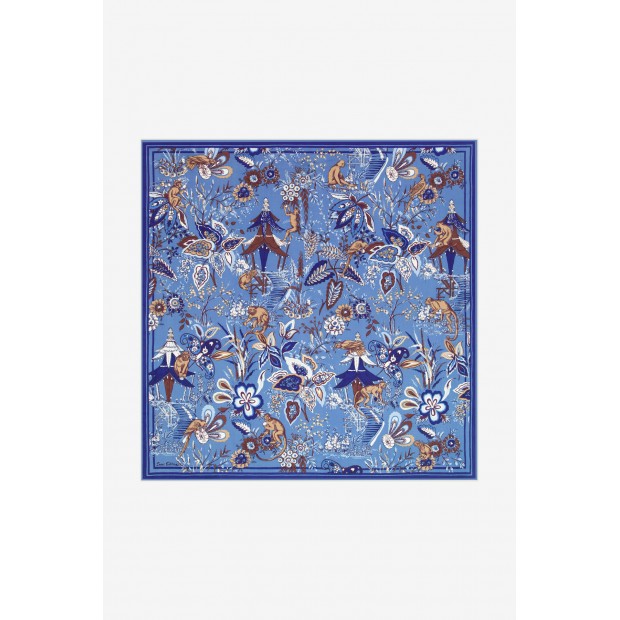 Inoui Editions šilko ir medvilnės skara PAGODE BLUE